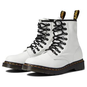 Dr. Martens 1460 Virginia Soft Leather Laced Boots White & Black Size 8